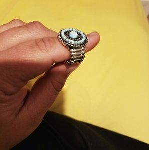 Silver and turquoise one size fits all ring new